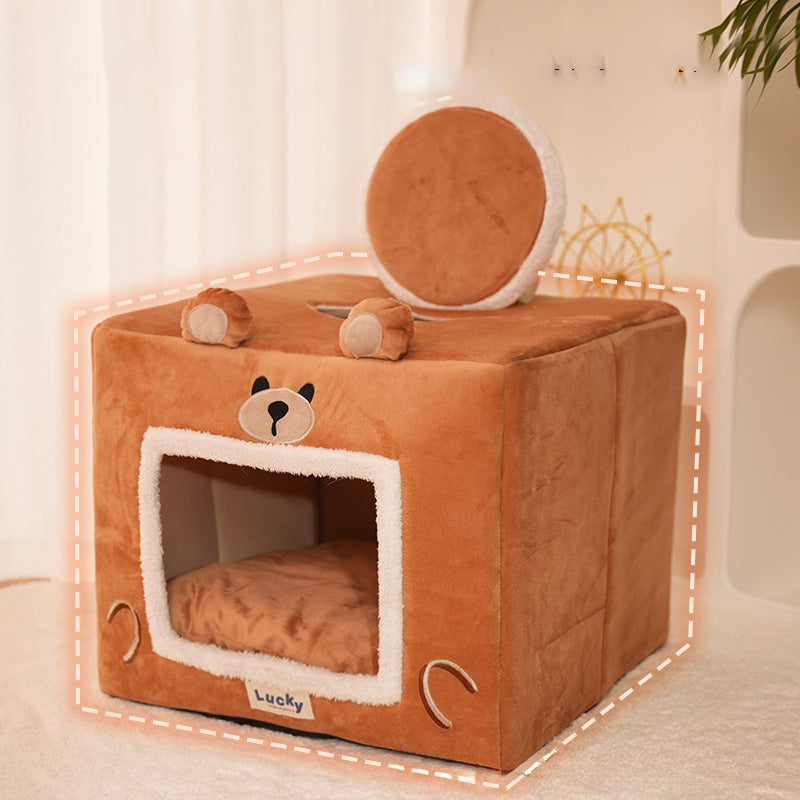 Self Warmimg Cat House Cat Bed Snooze Indoor Kennel Sleeping Washable Removable Pet Tent Cave Bed Pet Shelter For Puppy Dog