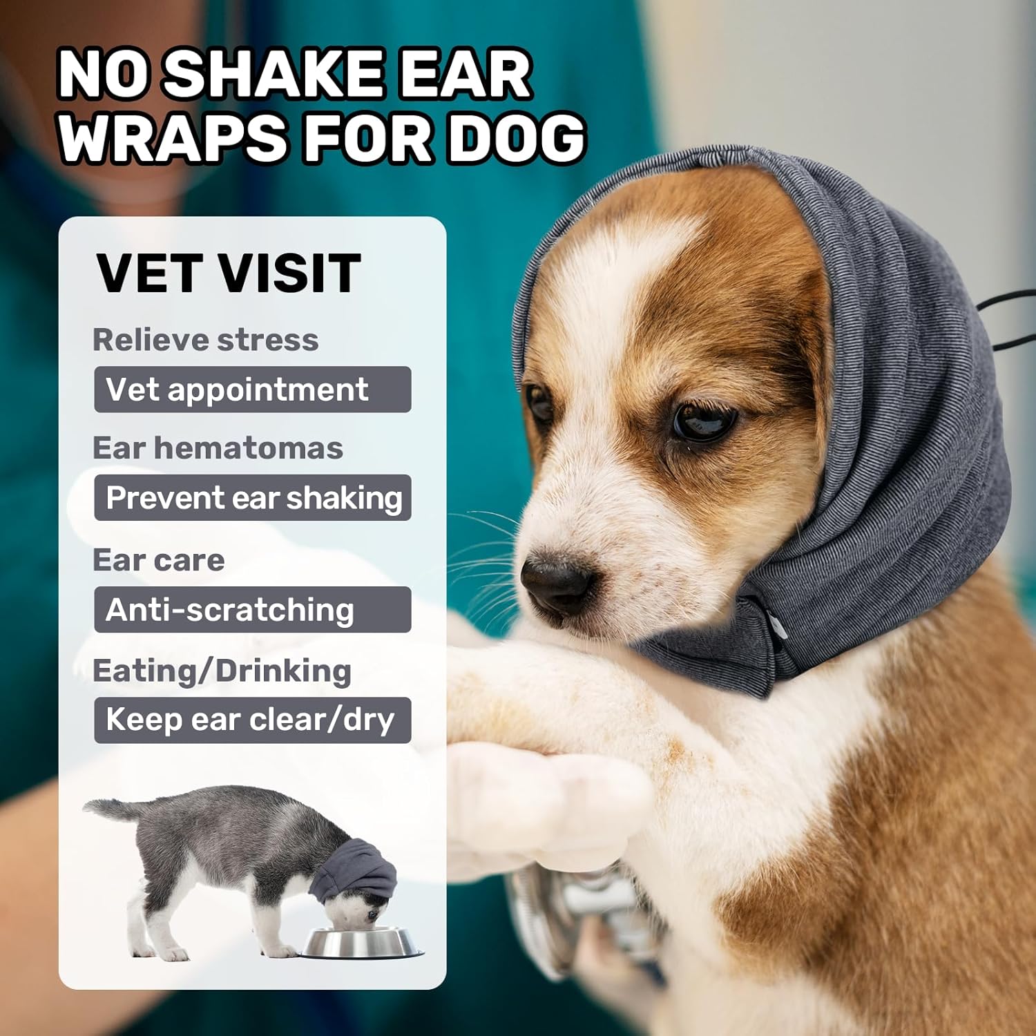 Dog Calming Hoodie - Anxiety Relief Ear Wrap for Noise Protection