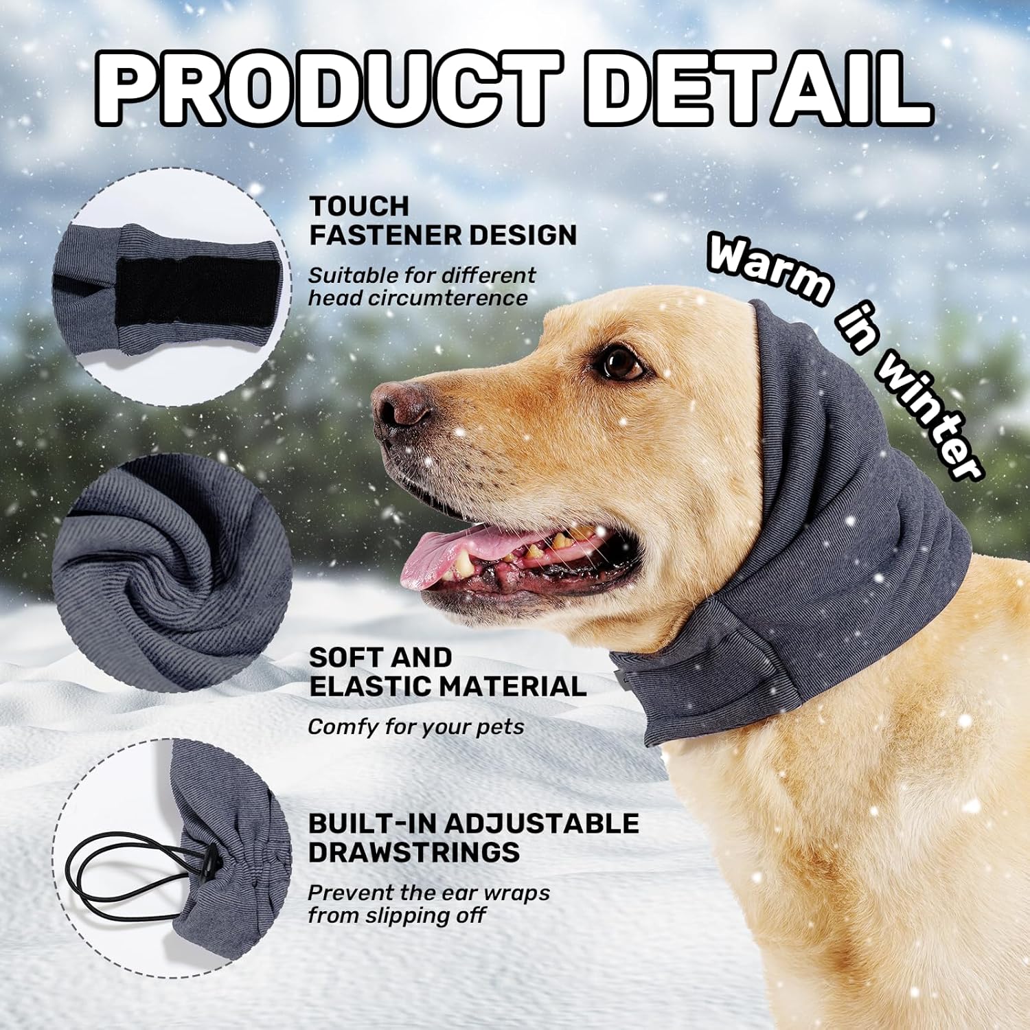 Dog Calming Hoodie - Anxiety Relief Ear Wrap for Noise Protection
